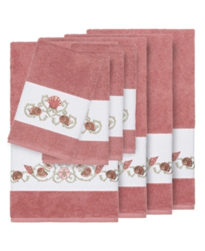 Shop Linum Home Bella 8-pc. Embroidered Turkish Cotton Bath And Hand Towel Set Bedding In Tea Rose