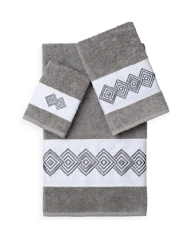 Shop Linum Home Noah 3-pc. Embellished Towel Set Bedding In Grey