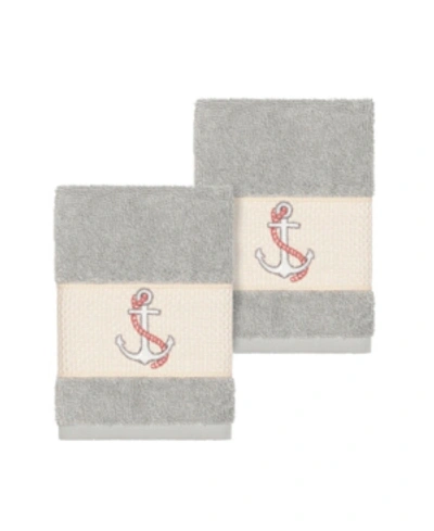 Shop Linum Home Easton 2-pc. Embellished Washcloth Set Bedding In Light Grey