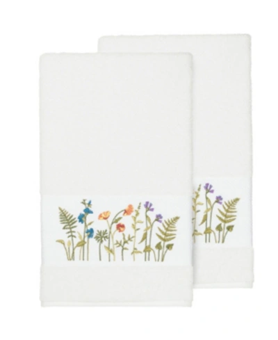 Shop Linum Home Serenity 2-pc. Embellished Bath Towel Set In White