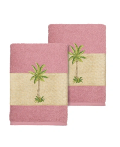 Shop Linum Home Colton 2-pc. Embellished Washcloth Set Bedding In Pink