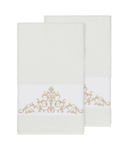Shop Linum Home Scarlet 2-pc. Embellished Bath Towel Set In White