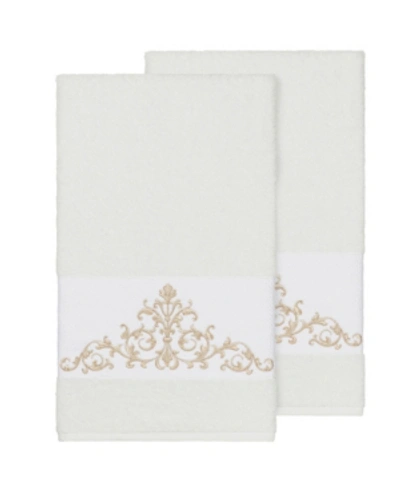 Linum Home Scarlet 2-pc. Embellished Bath Towel Set Bedding In White