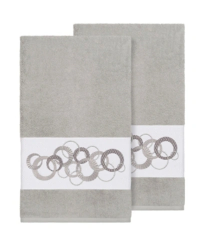 Shop Linum Home Annabelle 2-pc. Embellished Bath Towel Set In Light Grey