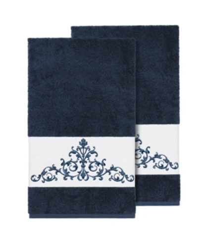 Linum Home Scarlet 2-pc. Embellished Bath Towel Set Bedding In Navy