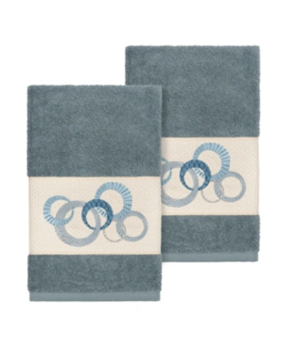 Shop Linum Home Annabelle 2-pc. Embellished Hand Towel Set In Blue
