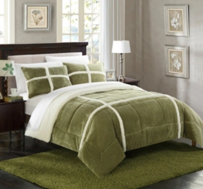 Shop Chic Home Chloe 3-pc Queen Comforter Set In Green
