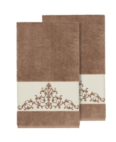 Shop Linum Home Scarlet 2-pc. Embellished Bath Towel Set In Brown