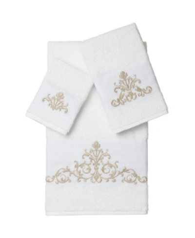 Linum Home Scarlet 3-pc. Embellished Towel Set Bedding In White