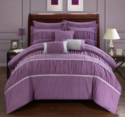 Shop Chic Home Cheryl 10-pc King Comforter Set In Plum