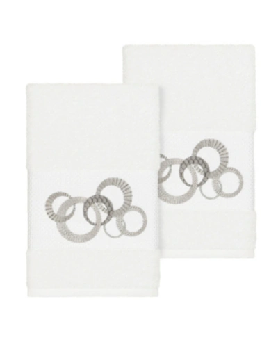 Linum Home Annabelle 2-pc. Embellished Hand Towel Set Bedding In White