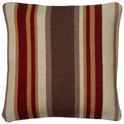 Shop Rizzy Home 18" X 18" Striped Down Filled Pillow In Brown