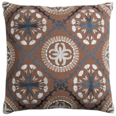 Shop Rizzy Home Medallion Down Filled Decorative Pillow, 18" X 18" In Brown