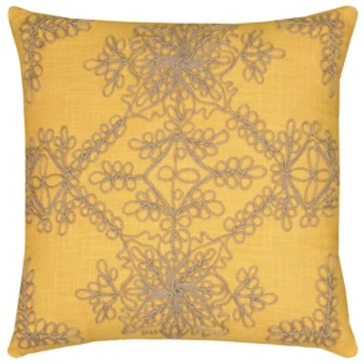 Shop Rizzy Home Medallion Down Filled Decorative Pillow, 18" X 18" In Yellow