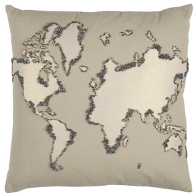 Shop Rizzy Home 20" X 20" World Map Down Filled Pillow In Brown