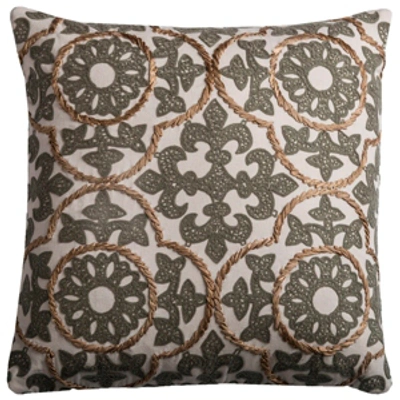 Shop Rizzy Home Medallion Down Filled Decorative Pillow, 18" X 18" In Gray