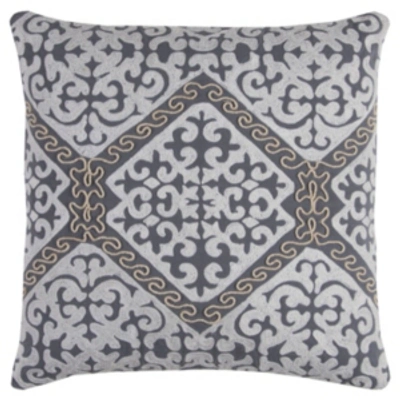 Shop Rizzy Home 20" X 20" Medallion Down Filled Pillow In Gray