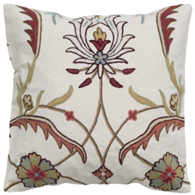 Shop Rizzy Home 20" X 20" Floral With Medallion Down Filled Pillow In Orange