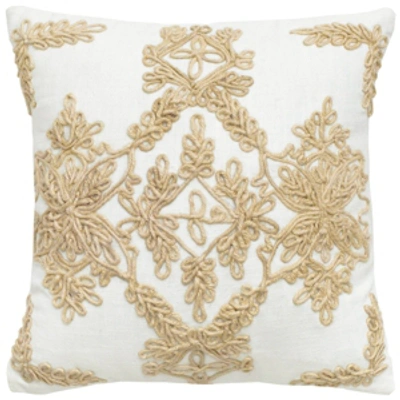 Shop Rizzy Home 18" X 18" Medallion In Jute Cord Down Filled Pillow In White