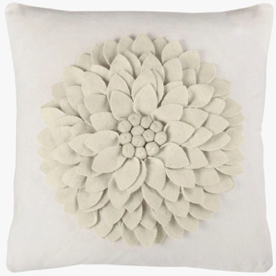 Shop Rizzy Home 18" X 18" 3-d Floral Down Filled Pillow In White