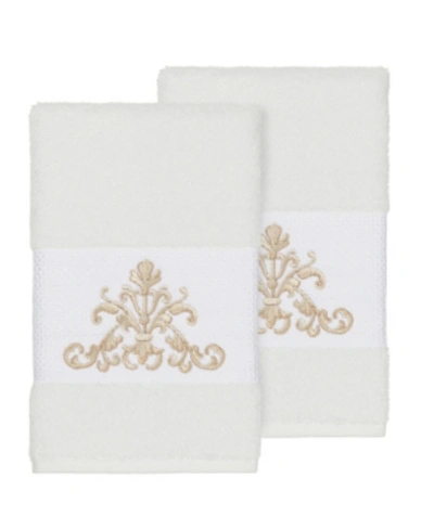 Shop Linum Home Scarlet 2-pc. Embellished Hand Towel Set In White