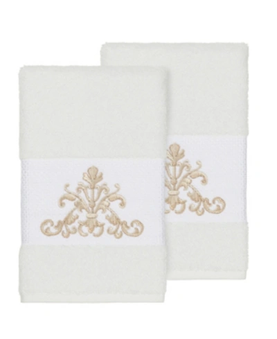 Linum Home Scarlet Embellished Hand Towel In White