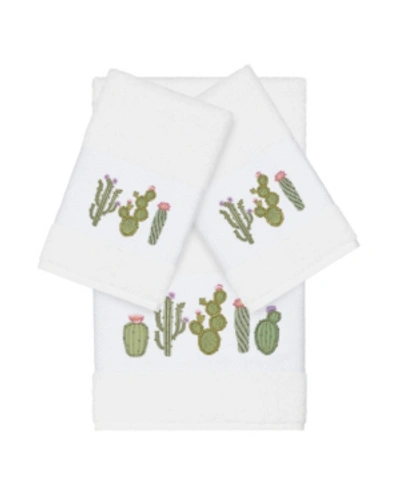 Shop Linum Home Mila 3-pc. Embroidered Turkish Cotton Bath And Hand Towel Set Bedding In White