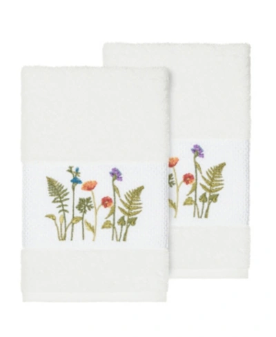 Shop Linum Home Serenity 2-pc. Embellished Hand Towel Set In White