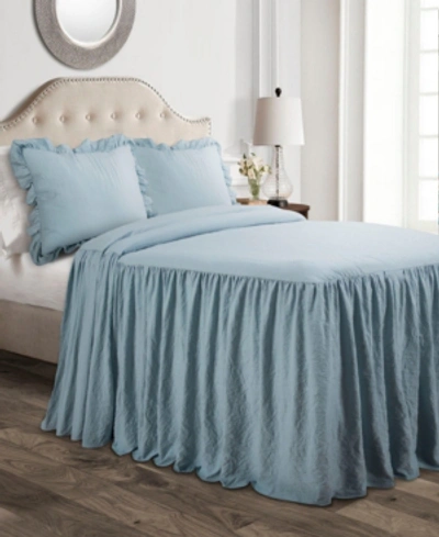Shop Lush Decor Ruffle Skirt 3-piece Full Bedspread Set In Lake Blue