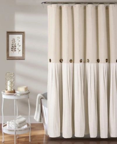 Lush Decor Linen Button Shower Curtain, 72" X 72" In Linen