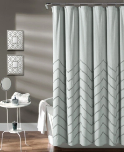 Shop Lush Decor Chenille Chevron 72" X 72" Shower Curtain In Pastel Blue