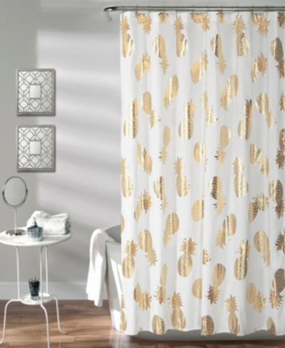 Shop Lush Decor Pineapple Toss 72" X 72" Shower Curtain In Gold