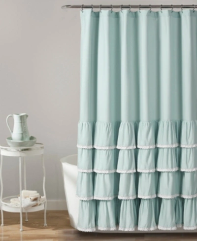 Shop Lush Decor Ella Lace Ruffle 72" X 72" Shower Curtain In Blue