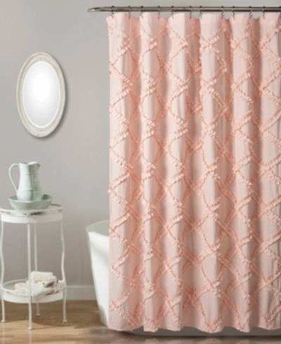 Lush Decor Ruffle Diamond Shower Curtain, 72" X 72" In Blush