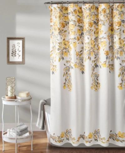 Lush Decor Tanisha Floral Shower Curtain, 72" X 72" In Yellow