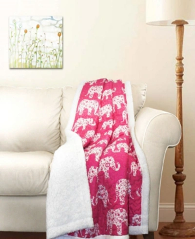 Shop Lush Decor Elephant Print Sherpa Throw Blanket In Pink