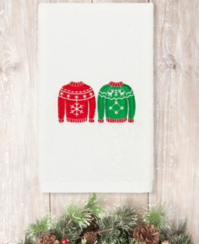 Shop Linum Home Christmas Sweaters Embroidered 100% Turkish Cotton Hand Towel In White