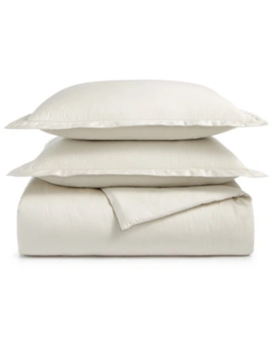 Shop Charter Club Damask 550 Thread Count 100% Cotton 3-pc. Duvet Cover Set, Full/queen, Created For Macy's In Parchment