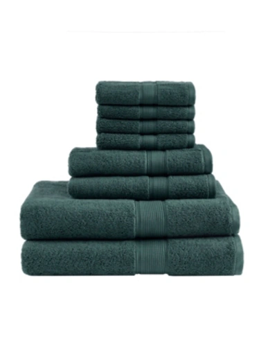 Shop Madison Park Solid 800gsm Cotton 8-pc. Bath Towel Set In Dark Green