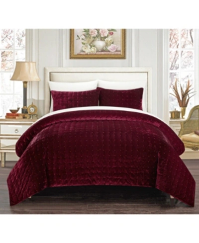 Shop Chic Home Chyna 3-pc. King Velvet Comforter Set In Red