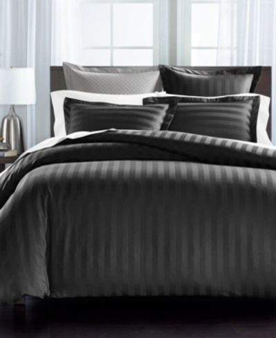Shop Charter Club Damask Thin Stripe 550 Thread Count Pima Cotton 2-pc. Comforter Set, Twin, Created For Macy's In Black