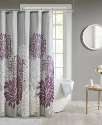 Shop Madison Park Essentials Maible Floral Shower Curtain, 72" X 72" In Purple