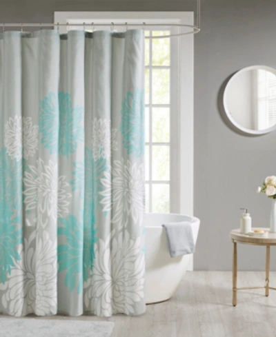 Shop Madison Park Essentials Maible Floral Shower Curtain, 72" X 72" Bedding In Aqua
