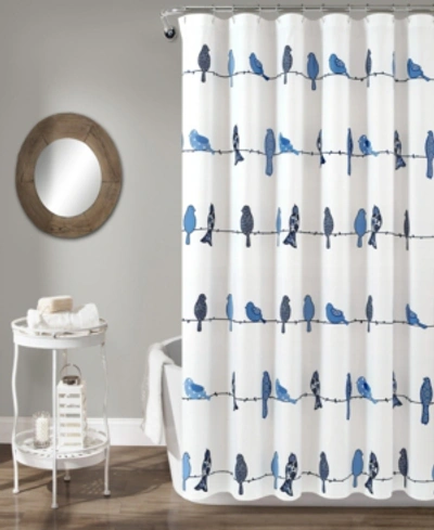 Lush Decor Rowley Birds Shower Curtain, 72" X 72" In Navy