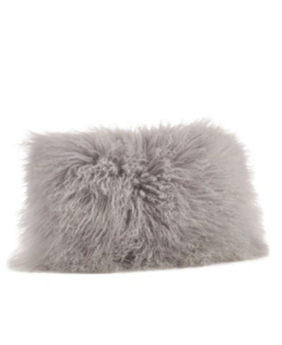 Shop Saro Lifestyle Mongolian Wool Lamb Fur Decorative Pillow, 12" X 20" In Gray