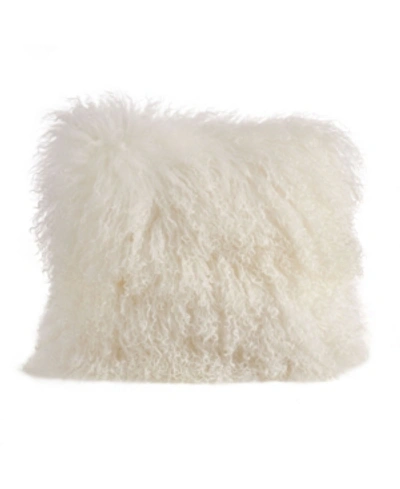 Shop Saro Lifestyle Mongolian Wool Lamb Fur Decorative Pillow, 20" X 20" In Ivory