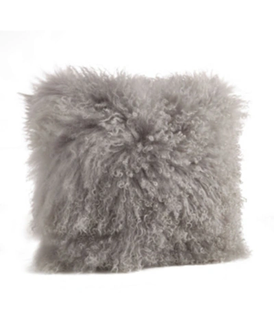 Shop Saro Lifestyle Mongolian Wool Lamb Fur Decorative Pillow, 20" X 20" In Gray