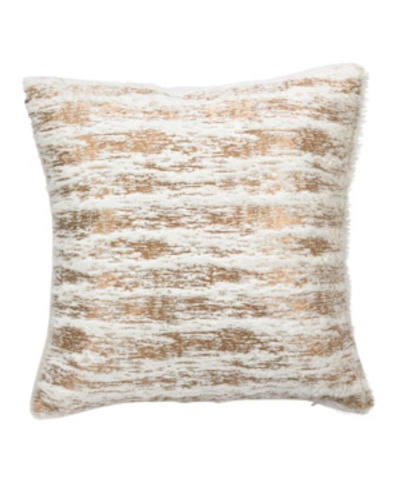 Shop Saro Lifestyle Brushed Metallic Foil Printed Faux Fur Decorative Pillow, 15" X 15" In Gold