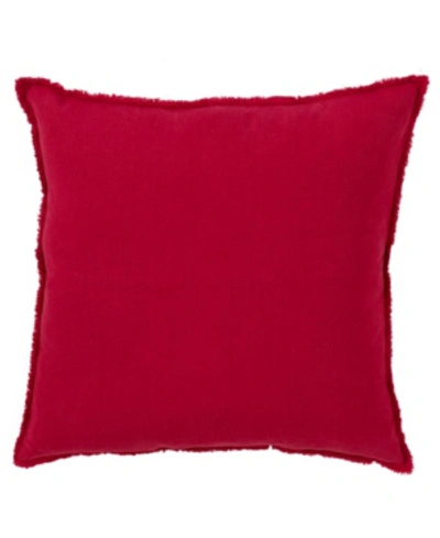 Shop Saro Lifestyle Fringed Linen Decorative Pillow, 20" X 20" In Red