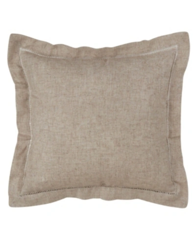 Shop Saro Lifestyle Hemstitch Trimmed Decorative Pillow, 18" X 18" In Natural